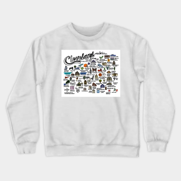 Cleveland Ohio Map Art Crewneck Sweatshirt by fiberandgloss